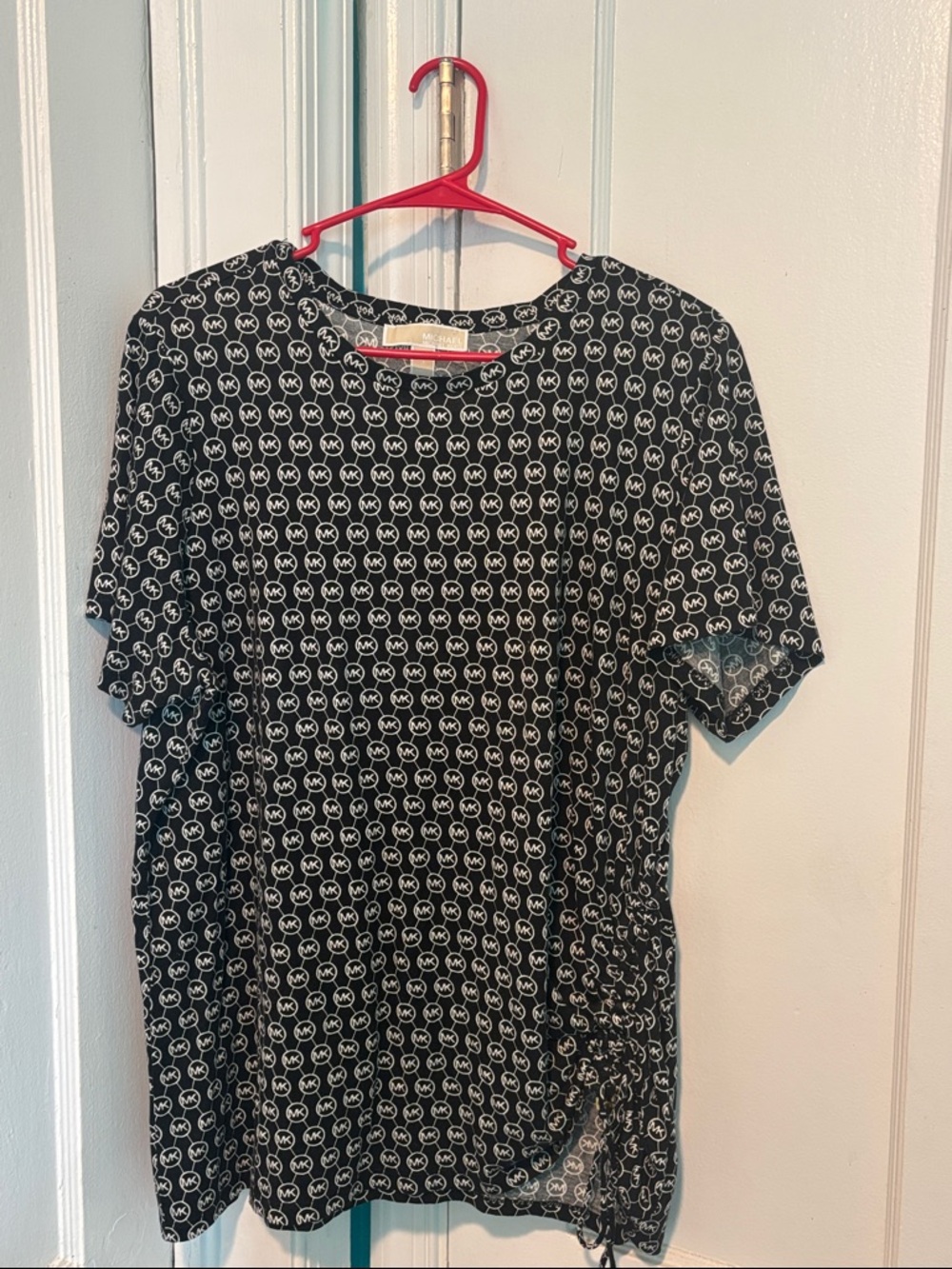 Michael Kors Black and White MK Logo Short Sleeve Top
